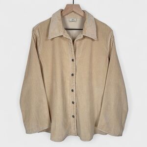 J.Jill Womens Medium Khaki Sand Corduroy Embroidered Floral Button Down Jacket